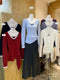 Ladies V Lacey Neckline Long Sleeves Side Tie Tops